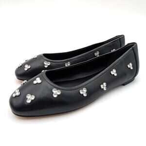 Stuart Weitzman Tammy Leather Ballet Flats Women's Black Size US7.5 EU38